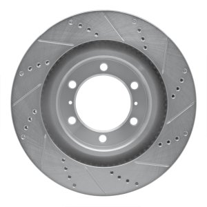 Lexus GX460 Brake Rotor (1) - Front Left - R1 Concepts - Drilled & Slotted - Silver - `10-`24